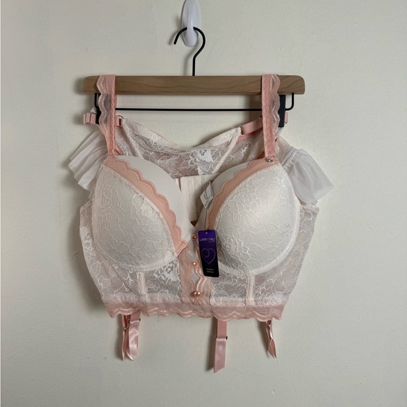 NWT 1x/2x Lovehoney Plus Size Vintage Bliss Ivory Bra Set (3 Piece) - Picture 1 of 6